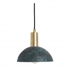 KAURI Ceramic Pendant Light 20Cm Blue Earth Satin Brass