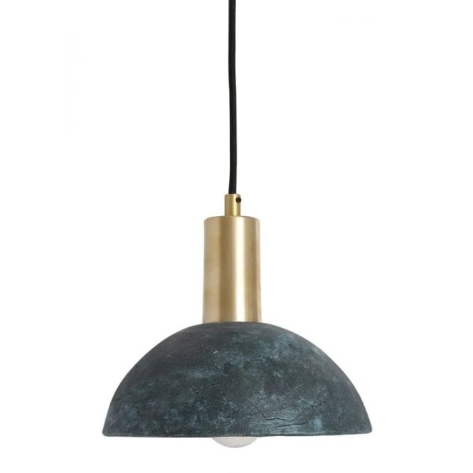 KAURI Ceramic Pendant Light 20Cm Blue Earth Satin Brass