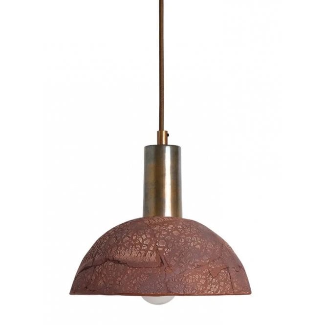 KAURI Ceramic Pendant Light 20Cm Red Iron Antique Brass