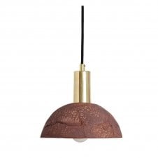 KAURI Ceramic Pendant Light 20Cm Red Iron Polished Brass