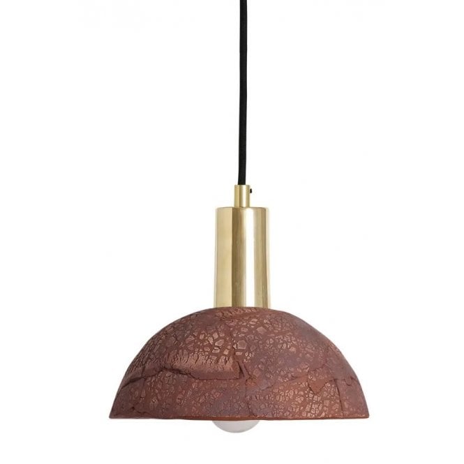 KAURI Ceramic Pendant Light 20Cm Red Iron Polished Brass