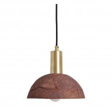 KAURI Ceramic Pendant Light 20Cm Red Iron Satin Brass
