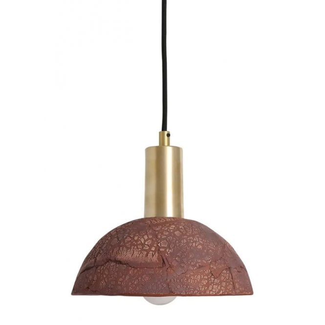 KAURI Ceramic Pendant Light 20Cm Red Iron Satin Brass