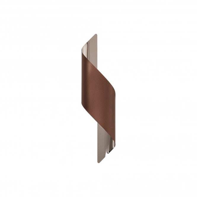 KAYLA modern satin brown and polished chrome LED wall light (large) with 3 year warranty