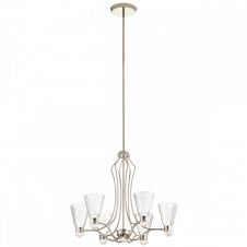 KAYVA LED 13 Light 6 Arm Chandelier in Polished Nickel with Glass Shades