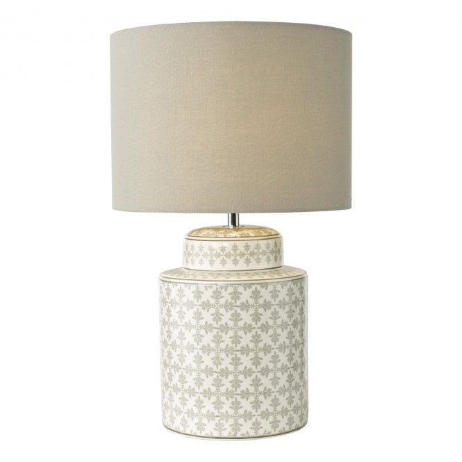 Kedron Table Lamp - Grey Ceramic Base with Linen Shade