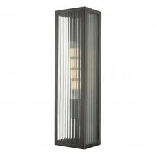 KEEGAN rubbed bronze outdoor wall light with ribbed glass panels (large)