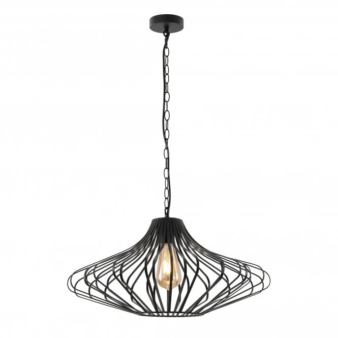 KELSEY matte black open wire frame ceiling pendant light