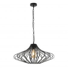 KELSEY matte black open wire frame ceiling pendant light