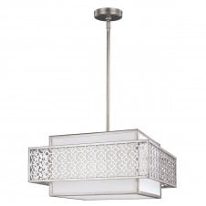 KENNEY 3 light mid century modern ceiling pendant in sunrise silver