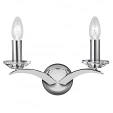 modern double wall light in polished chrome