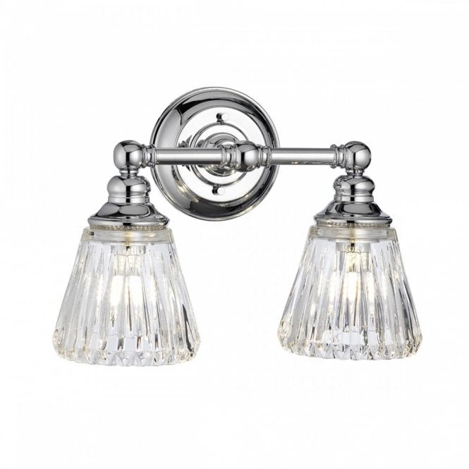 KEYNES 2 Light Wall Light Polished Chrome Bathroom Rated IP44