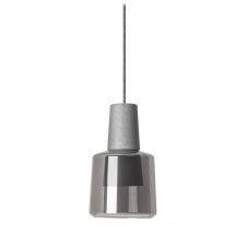 KHOI LED ceiling pendant in concrete grey with smokey diffuser