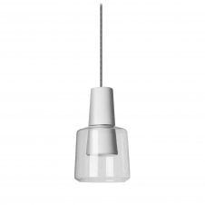 KHOI LED ceiling pendant in matte white with transparent diffuser