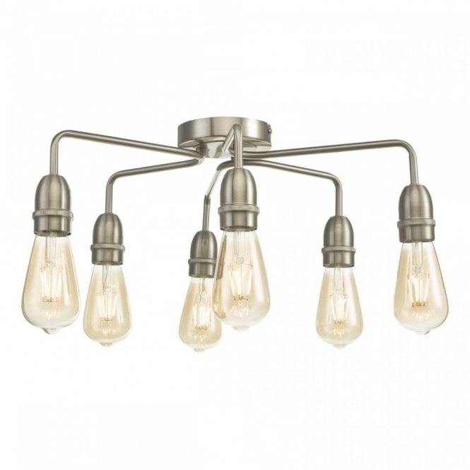 KIEFER 6 Light Flush Ceiling Light Satin Chrome