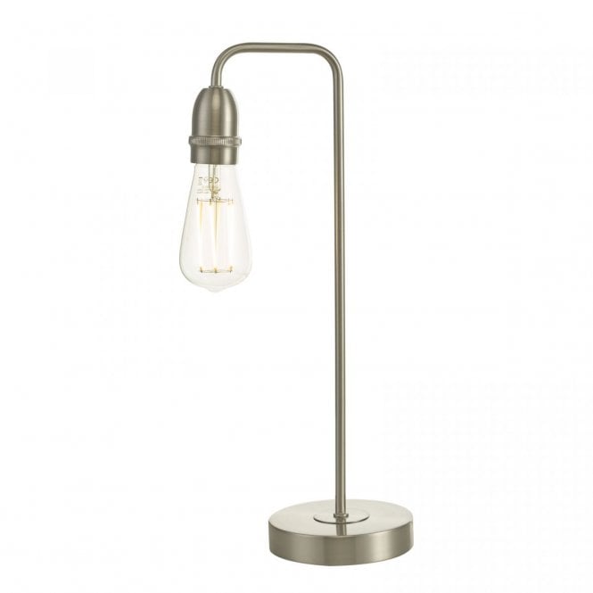 KIEFER Table Lamp Satin Chrome Industrial Bare Bulb