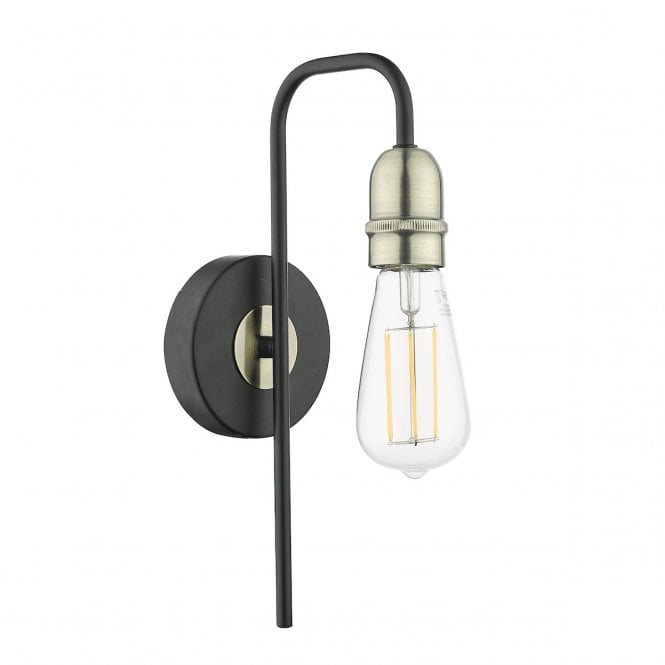 KIEFER Wall Light Matt Black & Antique Brass