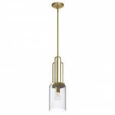 KIMROSE 1 Light Mini Pendant in Polished Brass with Clear Fluted Glass