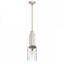 KIMROSE 1 Light Mini Pendant in Polished Nickel with Clear Fluted Glass