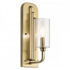 KIMROSE 1 Light Wall Light in Polished Brass with Clear Fluted Glass