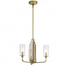 KIMROSE 3 Light Chandelier in Brass with Clear Fluted Glass