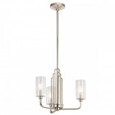 KIMROSE 3 Light Chandelier in Nickel with Clear Fluted Glass