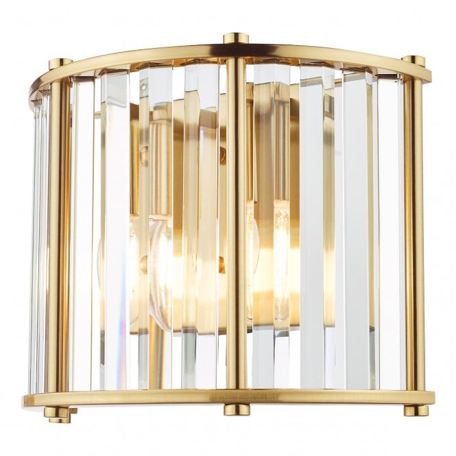 Kiran 2 Light Wall Light Natural Brass and Glass