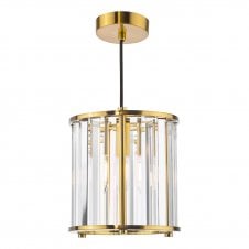natural brass and crystal lantern pendant