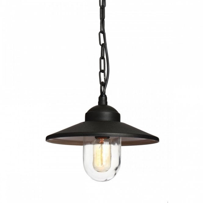 KLAMPENBORG modern outdoor chain lantern pendant in black