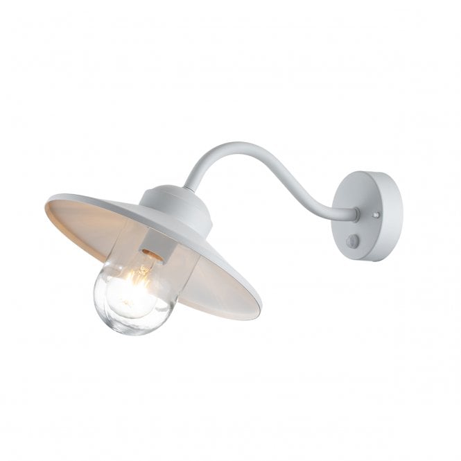 KLAMPENBORG Wall Lantern with PIR - White 304 Stainless Steel, Clear Glass