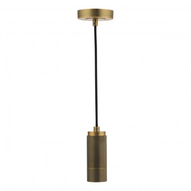 Knurled E27 Suspension in Aged Brass