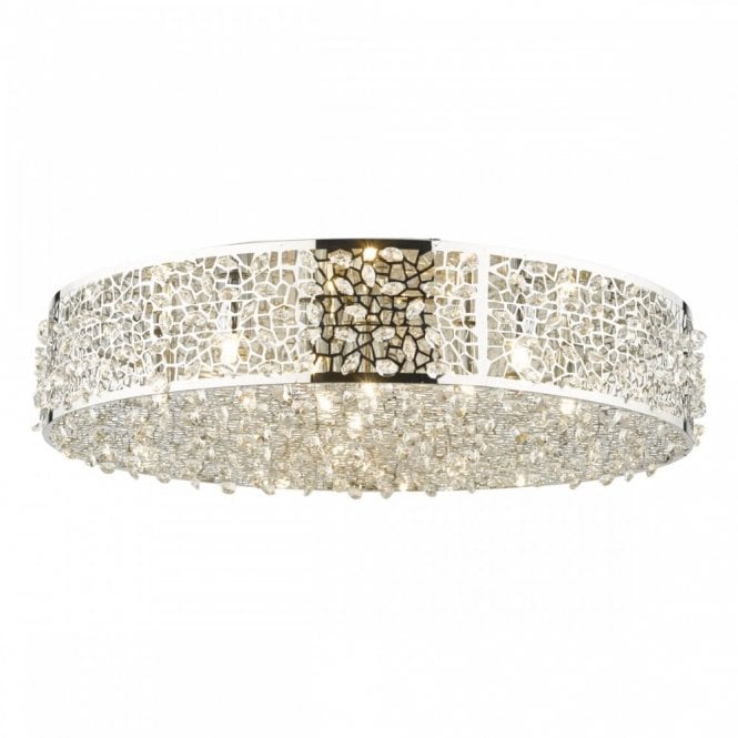 KOTARO 6 light flush chrome and crystal modern ceiling light