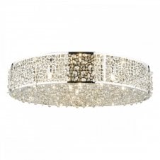 KOTARO 6 light flush chrome and crystal modern ceiling light