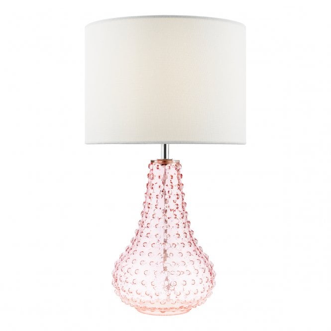 Kristina Table Lamp Pink Glass With Shade