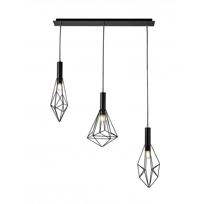 KRISTOFF 3 Light Ceiling Pendant Bar Cages Black