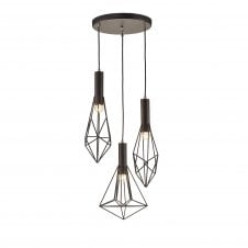 KRISTOFF 3 Light Ceiling Pendant Cluster Cages Black