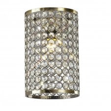 KUDO Cylinder Real K9 Crystal Easy Fit Ceiling Shade Antique Brass