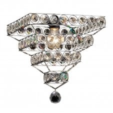 KUDO Real K9 Crystal Pyramid Easy Fit Ceiling Shade Chrome Real K9 Crystal