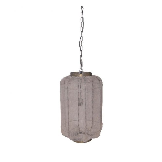 KYLA metal cage hanging lantern with off white textile diffuser *last one*