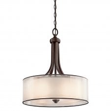 bronze ceiling pendant with opal glass and mesh shade