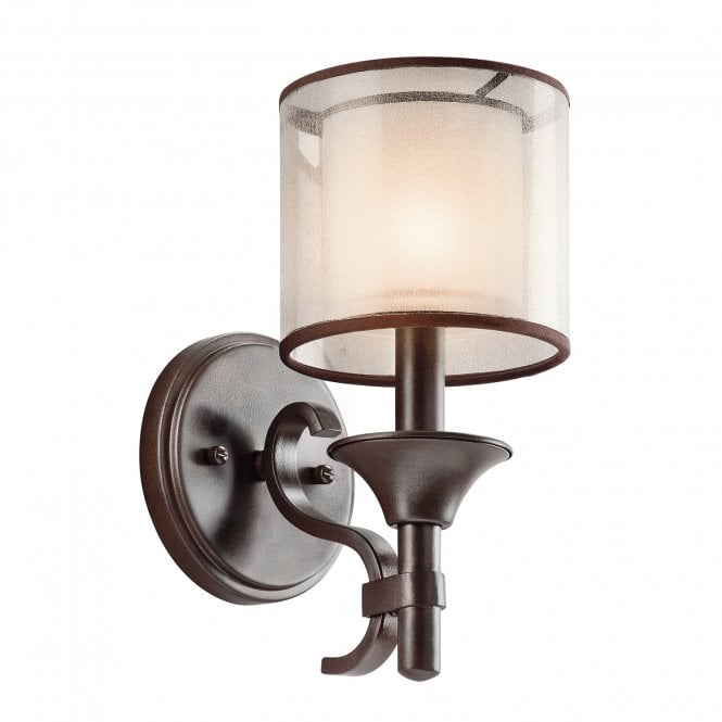 LACEY modern wall light in bronze with mesh screen and opal inner glass shade