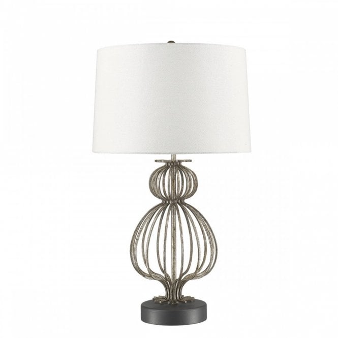 LAFITTE distressed silver table lamp with cream shade