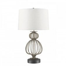 LAFITTE distressed silver table lamp with cream shade