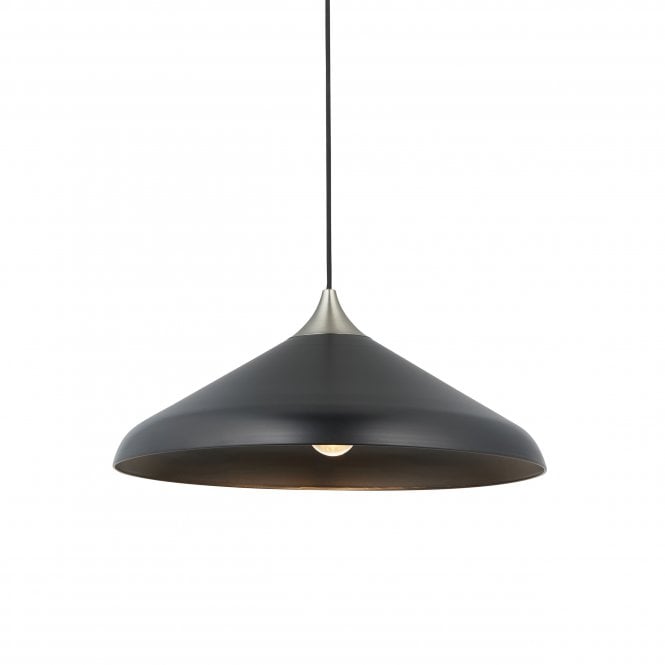 LAGOM Coned Ceiling Pendant in Matt Black with Matt Nickel Accents