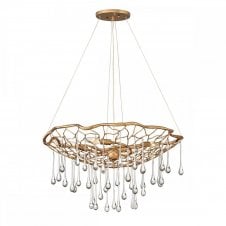 LAGUNA 4 Light Ceiling Pendant Light Burnished Gold with Crystal Drops