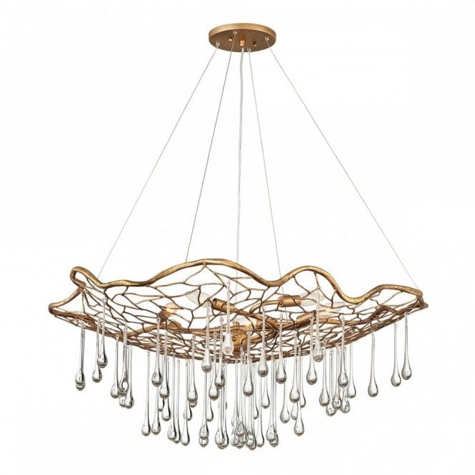 LAGUNA 6 Light Pendant Light Burnished Gold with Crystal