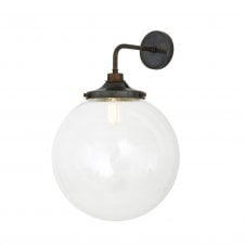 LAGUNA bathroom wall light in antique brass with clear glass globe