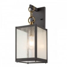 LAHDEN Medium Outdoor Wall Lantern in Aged Zinc with Seeded Glass