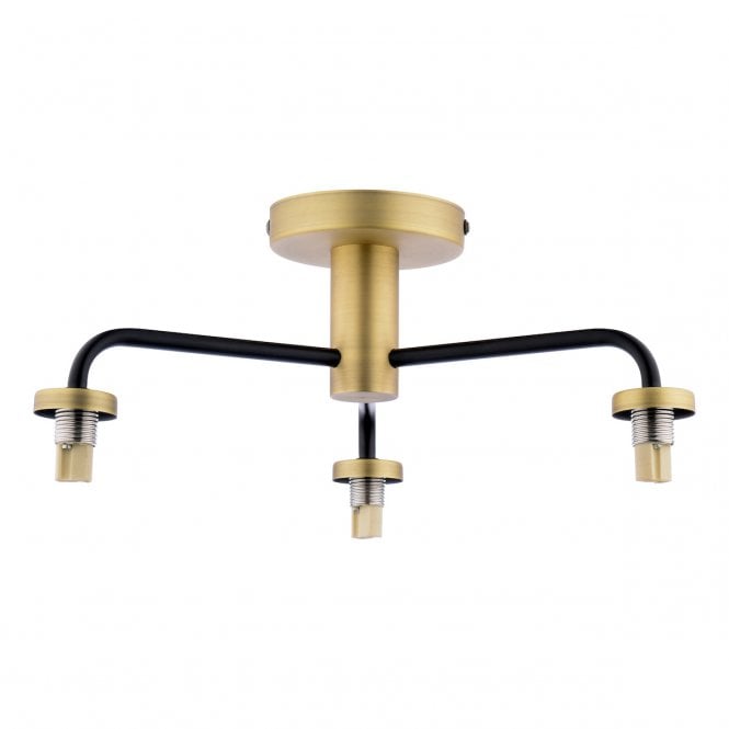 Lainey 3 Light Semi-Flush in Matt Black & Antique Brass (Fitting Only)