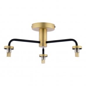 Lainey 3 Light Semi-Flush in Matt Black & Antique Brass (Fitting Only)